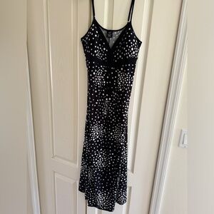 Black white polkadot maxi sun dress
